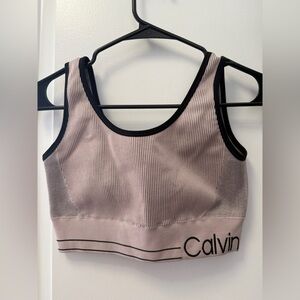 Calvin Klein Ribbed Sports Bra - Light Pink and Black